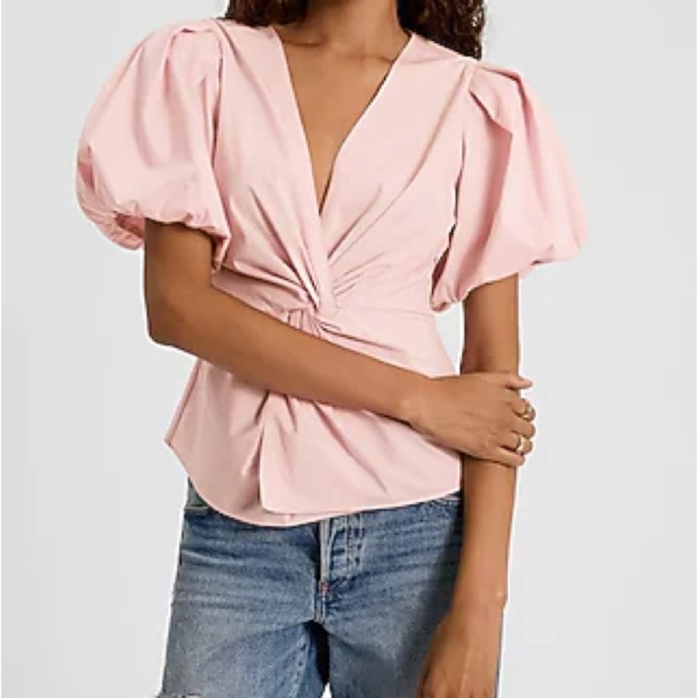 Express Pink Puff Sleeve Blouse